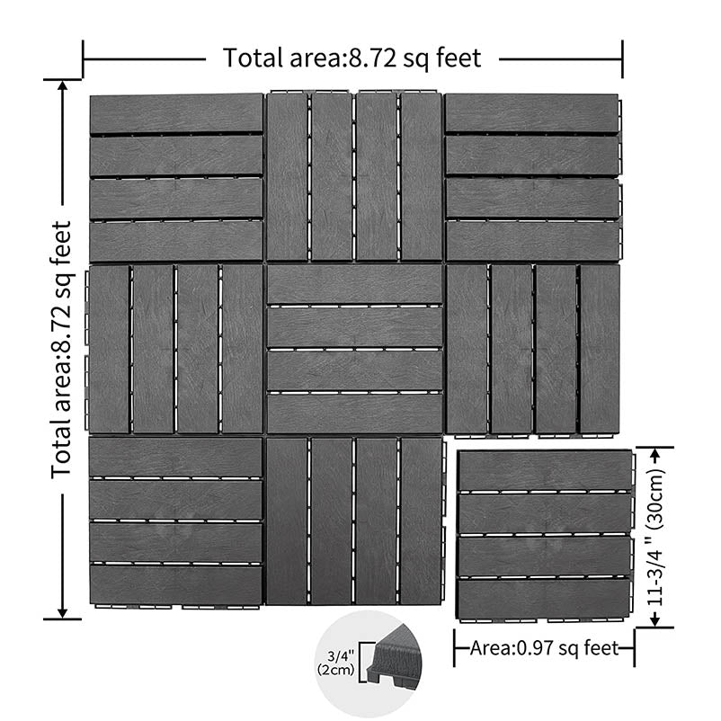 Domi Patio Interlocking Deck Tiles 27pcs#color_grey