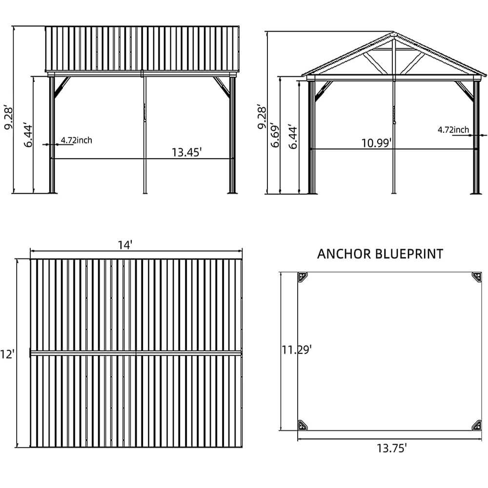 Domi Outdoor Living hardtop gazebo#size_12'x14'