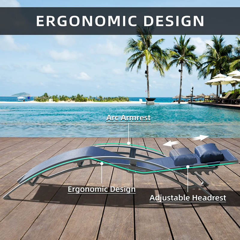 Domi Patio Chaise Lounge Set of 3#color_blue