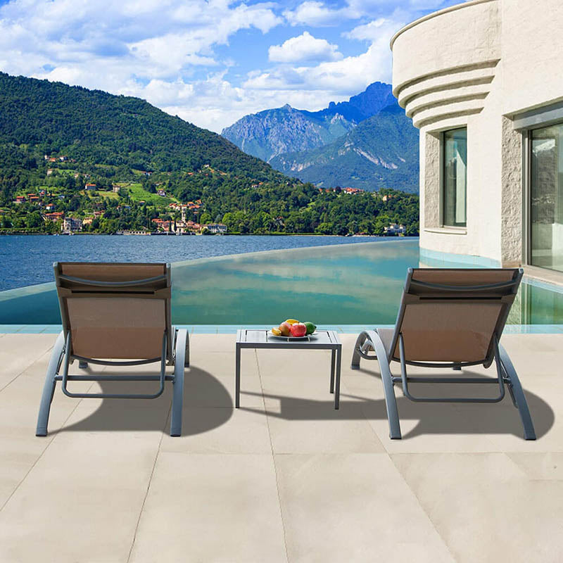 Domi Patio Chaise Lounge Set of 3#color_khaki