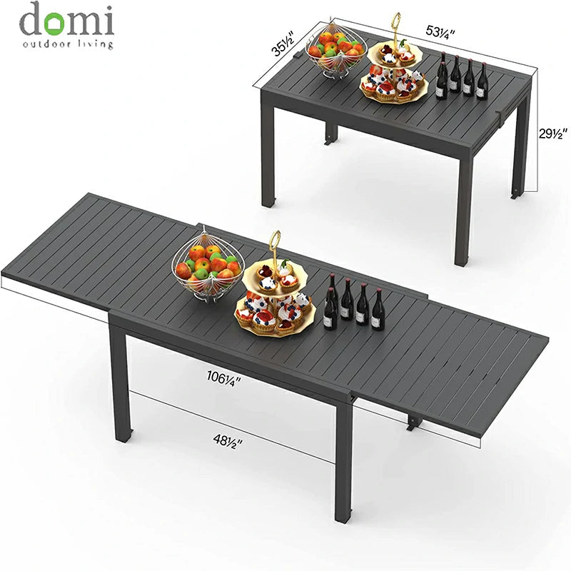 Domi Patio Dining Expandable Table Dark Brown