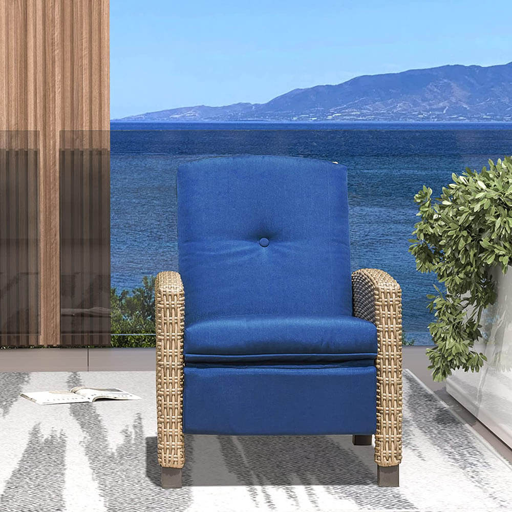 Domi Outdoor Living Rattan Lounge Chair#color_blue