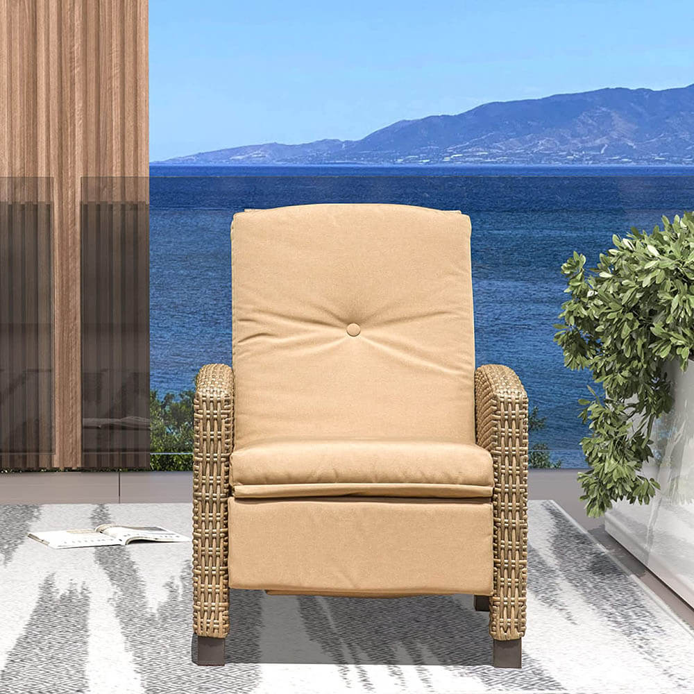 Domi Outdoor Living Rattan Lounge Chair#color_khaki