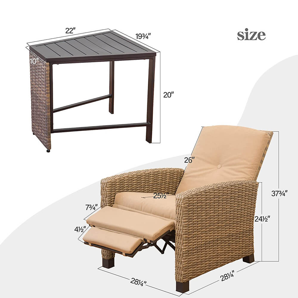 Domi Outdoor Living Rattan Lounge Chair#color_khaki