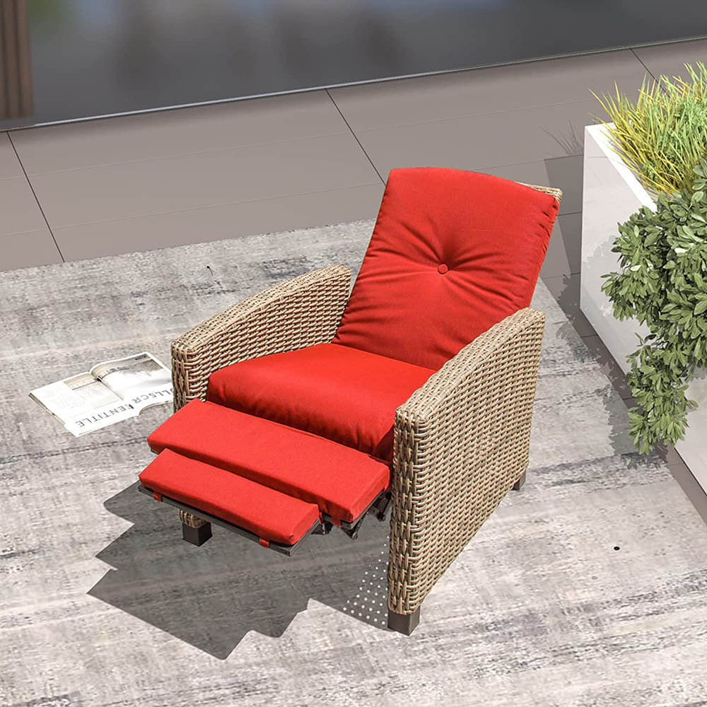 Domi Outdoor Living Rattan Lounge Chair#color_red