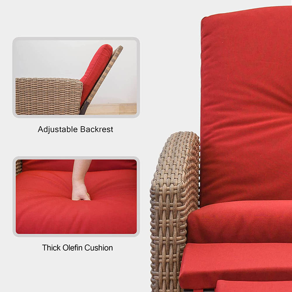 Domi Outdoor Living Rattan Lounge Chair#color_red