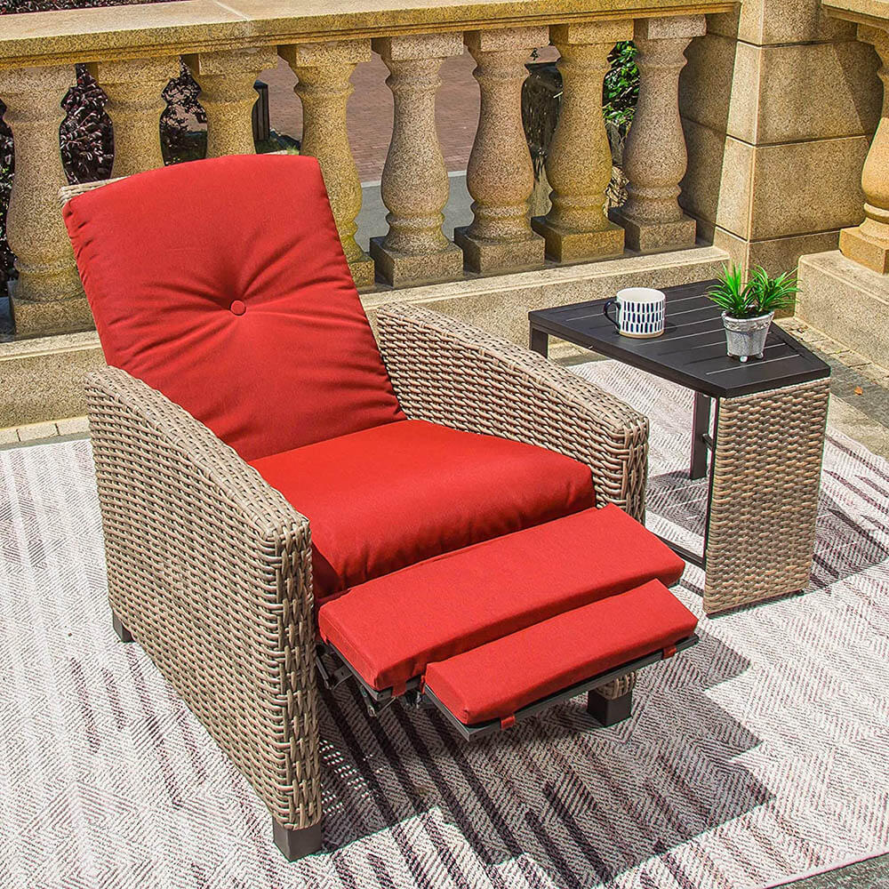 Domi Outdoor Living Rattan Lounge Chair#color_red